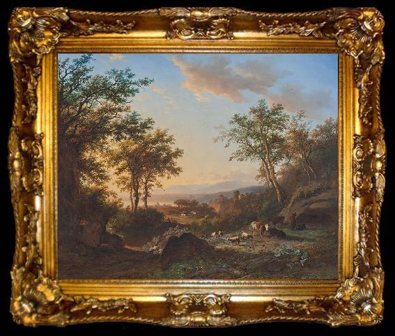 framed  Willem Bodeman Italianate landscape, ta009-2